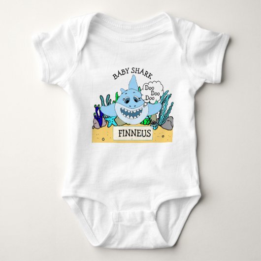 Gepersonaliseerde Baby Shark Baby's Romper (Voorkant)