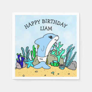 Gepersonaliseerde Baby Shark Birthday Servet