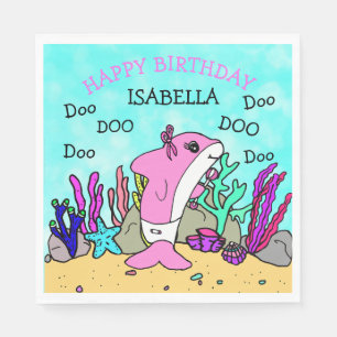 Gepersonaliseerde Baby Shark Birthday Servet