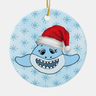 Gepersonaliseerde Baby Shark Family Kerstversierin Keramisch Ornament