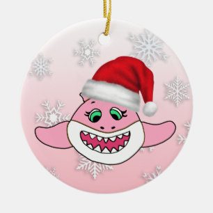 Gepersonaliseerde Baby Shark Family Kerstversierin Keramisch Ornament
