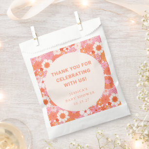 Gepersonaliseerde Baby shower Coral Blush Floral R Bedankzakje