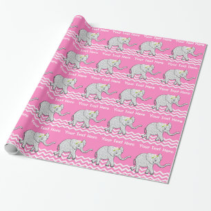 Gepersonaliseerde Baby shower Elephant Gift Wrap Cadeaupapier