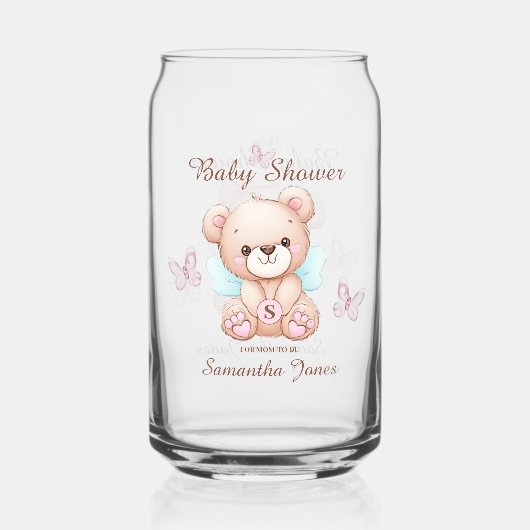 Gepersonaliseerde Baby shower Theme Drinkware Set Blikvorm Glas (Achterkant)