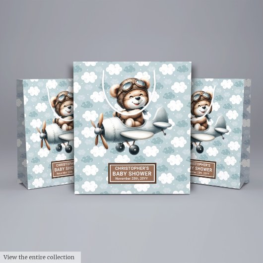 Gepersonaliseerde Baby showers tas met Blue Beer P Medium Cadeauzakje