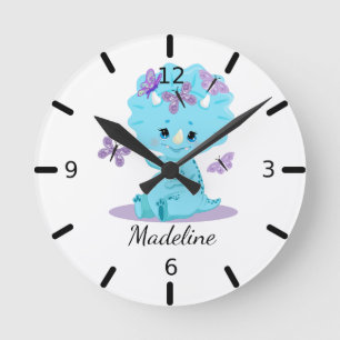 Gepersonaliseerde Baby Triceratops - Dinosaur Ronde Klok