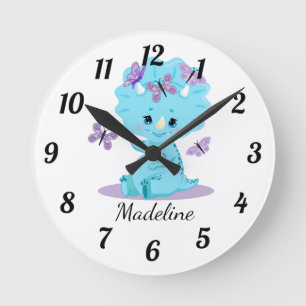 Gepersonaliseerde Baby Triceratops - Dinosaur Roun Ronde Klok