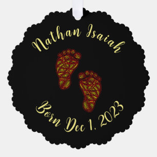 Gepersonaliseerde Baby voetafdrukken (foto op acht Ornament Kaart