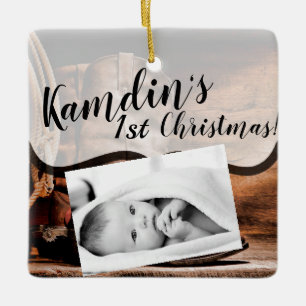 Gepersonaliseerde Baby XMAS Ornament Cowboy laarss