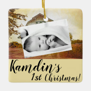 Gepersonaliseerde Baby XMAS Ornament Sunset Barn C