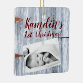 Gepersonaliseerde Baby XMAS Ornament Wit Wassen Ho (Rechts)