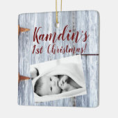 Gepersonaliseerde Baby XMAS Ornament Wit Wassen Ho (Links)