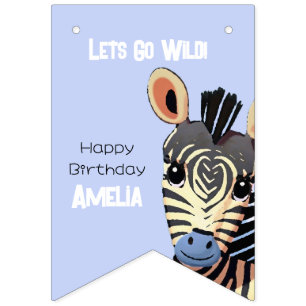 Gepersonaliseerde Baby Zebra Verjaardag Vlaggetjes