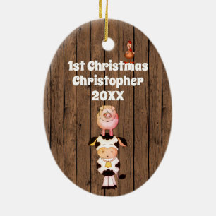 Gepersonaliseerde babyfokkerij met de eerste kerst keramisch ornament