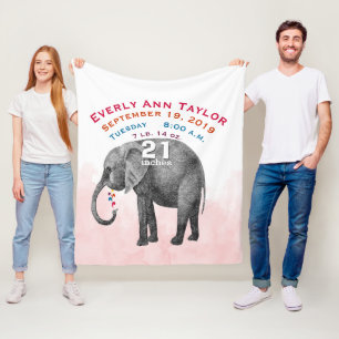 Gepersonaliseerde babymeisje Geboortedatum staat o Fleece Deken