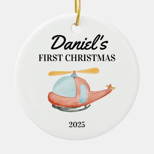 Gepersonaliseerde baby's 1e kerstversiering, baby' keramisch ornament (Voorkant)