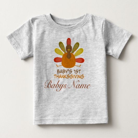 Gepersonaliseerde baby's 1e Thanksgiving kletsen T (Voorkant)