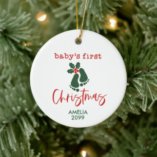 Gepersonaliseerde baby's eerste kerst Bunny Orname Keramisch Ornament