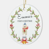 Gepersonaliseerde Baby's Eerste Kerstmis, Icebear  Keramisch Ornament (Links)