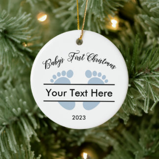 Gepersonaliseerde Baby's Eerste Kerstmis Keramisch Ornament