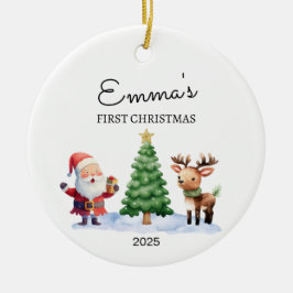 Gepersonaliseerde Baby's Eerste Kerstmis, Santa Gi Keramisch Ornament