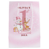 Gepersonaliseerde Baby's eerste kerstsneeuwpop Medium Cadeauzakje (Achterkant)