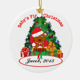 GEPERSONALISEERDE "Baby's First Kerstmis"-versieri Keramisch Ornament