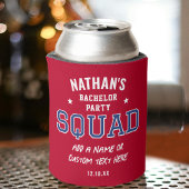 Gepersonaliseerde Bachelor Party Squad Crimson Red Blikjeskoeler