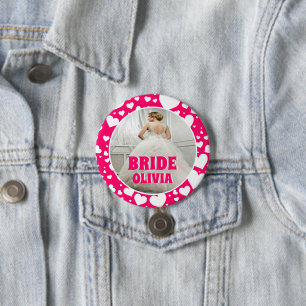 Gepersonaliseerde Bachelorette Bruid Foto Ronde Button 7,6 Cm