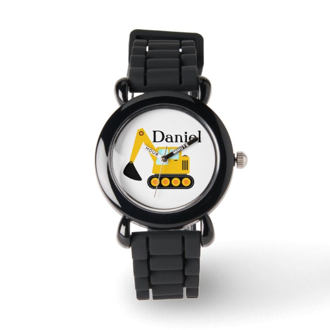 Gepersonaliseerde Backhoe Black Kind horloge (Voorkant)