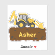 Gepersonaliseerde Backhoe Naam Labels voor Kindere