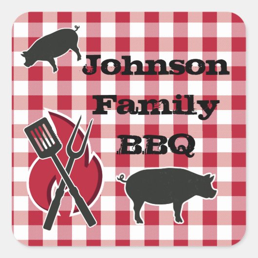 Gepersonaliseerde Backyard BBQ Party Stickers (Voorkant)