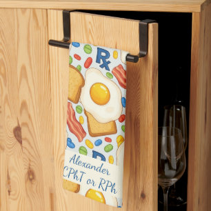 Gepersonaliseerde Bacon & Eggs Apotheek RX Theedoek