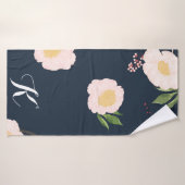 Gepersonaliseerde badhanddoek Baby Roze Kosmos op  (Badhanddoek)