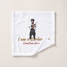 gepersonaliseerde badhanddoek Barber thema Washandje