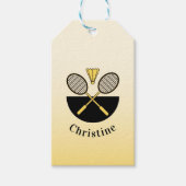 Gepersonaliseerde Badminton Rackets Birdie Yellow Cadeaulabel (Voorkant)