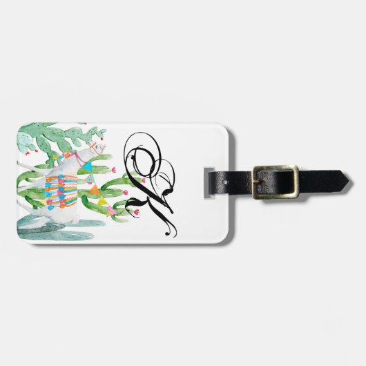 Gepersonaliseerde Bagagelabel Boho Llama Bohemian  (Voorkant horizontaal)