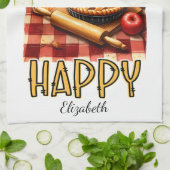 Gepersonaliseerde Bak Iemand Gelukkig Theedoek (Gevouwen)