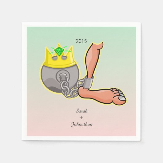 Gepersonaliseerde bal en ketting bruiloft gunst servet (Voorkant)