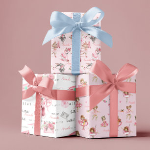 Gepersonaliseerde Ballerina Ballet Naam Kleiner Af Inpakpapier Vel
