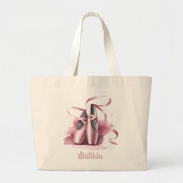 Gepersonaliseerde Ballerina Balletschoenen Grote Tote Bag