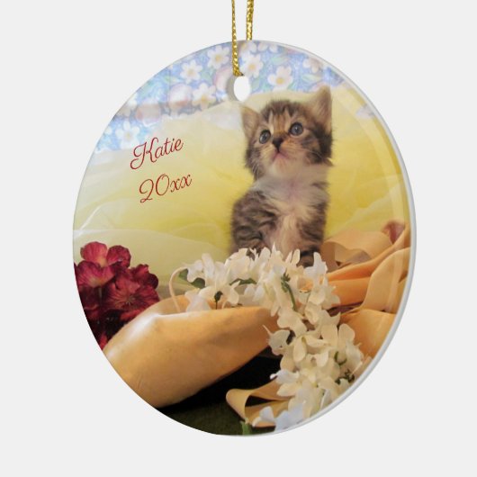 Gepersonaliseerde Ballerina Kitten Kate Keramisch Ornament (Links)