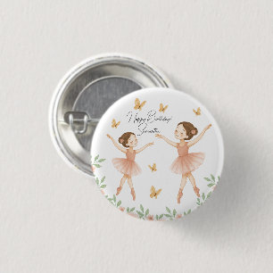 Gepersonaliseerde Ballerina Verjaardagsfeest Butto Ronde Button 3,2 Cm