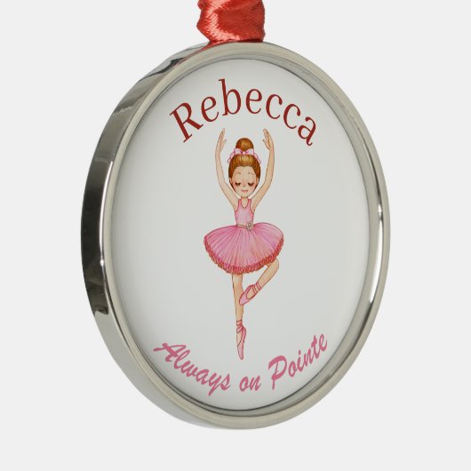 Gepersonaliseerde Balletdans, Aangepaste Roze Tutu Metalen Ornament (Rechts)
