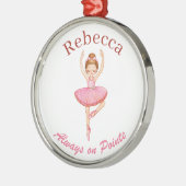 Gepersonaliseerde Balletdans, Aangepaste Roze Tutu Metalen Ornament (Links)