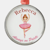 Gepersonaliseerde Balletdans, Aangepaste Roze Tutu Metalen Ornament (Voorkant)