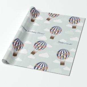 Gepersonaliseerde ballon verjaardagsfeestje inpakp cadeaupapier