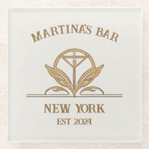 Gepersonaliseerde Bar Sign Martini Logo Aangepaste Glazen Onderzetter