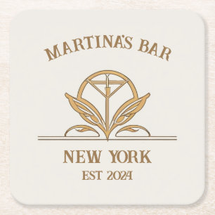 Gepersonaliseerde Bar Sign Martini Logo Aangepaste Vierkante Kartonnen Onderzetter