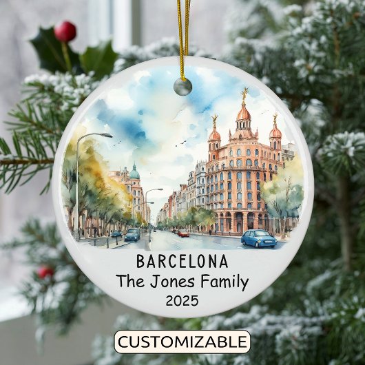 Gepersonaliseerde Barcelona Ornament, Spanje Keramisch Ornament
